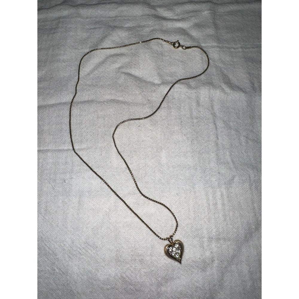 Avon Gold Rhinestone Heart Necklace
